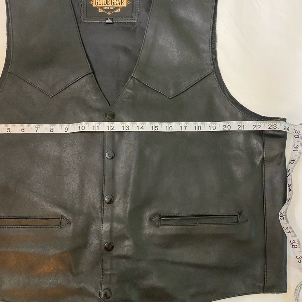 VINTAGE GUIDE GEAR Black Leather Tactical Concealed Carry Western Vest SZ L - Picture 10 of 11